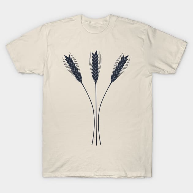 Wheat Field (Misty Navy) T-Shirt by Cascade Patterns